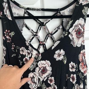 Maurices Black and White Floral Backless Dress